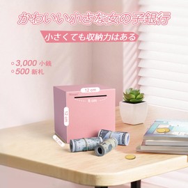 Pink Stainless Steel Piggy Bank, Only Money Can Be Deposited, Can't Open, 4.7 inches (12 cm)
