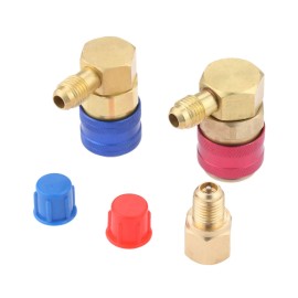 Aupoko R12 To R134a Conversion Quick Connect Coupler Kit, High/low Side 90 De