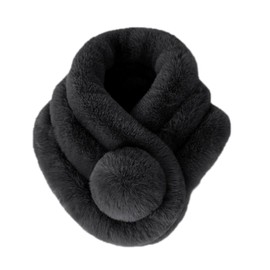 EQLEF Faux Fur Scarf Gray Fake Fur Scarfs Winter Neck Warm Collar Scarf with Soft Ball for Women (Grey)