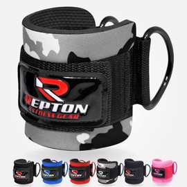 Repton Fitness Gears Adjustable Ankle Straps for Glutes Kickback - Stainless Steel D Ring - Cable Machine Attachments for Leg Extensions and Hip Abductors - Neoprene Support - Unisex Design