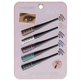Marie Claire Liquid Eyeliner Collection Set - All-Day Wear Eye Makeup - Ultra-Precise Tip, Ultra-Pigmented Colored Eyeliner - Easy Application - 5 pc