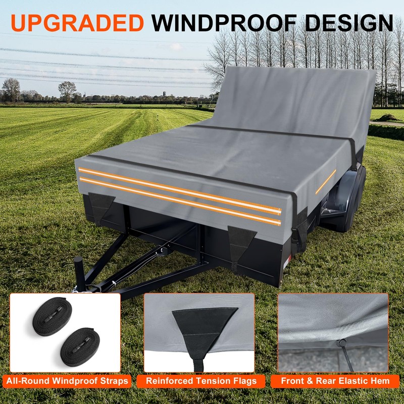 6 x 10 All-Weather Protection Utility Trailer Cover, Light Gray