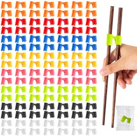 Suttmin 200 Pcs Reusable Chopsticks Helper Multicolor Training Chopsticks Hinges Connector Plastic Practice Chopstick Trainer Chinese Chop Stick Helper for Adult Learner Beginner