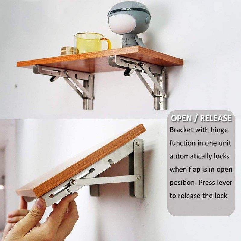 Fold Shelf Brackets (10 inch, Stainless Steel)