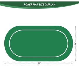 nuveti 63 x 31 Foldable Texas Poker Card Tabletop Layout Portable Anti-Slip Rubber Board Game Mat Poker Table Mat 8-10 Players Texas Hold'em Poker Mat