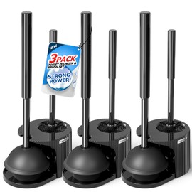 FORASTO 3Pack Toilet Brush and Plunger Set, Extended Handle Plunger,Toilet Bowl Brush Plunger Set,Bathroom Cleaning Tools,Toilet Brush Plunger Combo,Cleaning Brush,Cleaning Supplies(20inch)