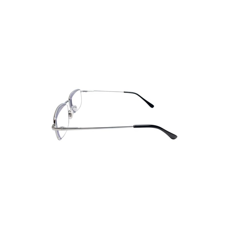 Calabria R754 Rectangular Metal Reading Glasses +2.00 Shiny Silver Men