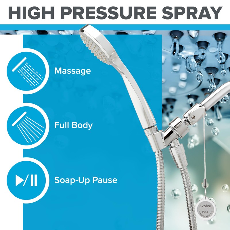 evolve Technologies Evolve 3-Spray 1.5 GPM Handheld Showerhead with ShowerStart
