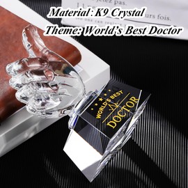 Word's Best Doctor Gifts for Women Men Doctor Appreciation Gifts Crystal Doctor Plaque Thumb Up Thank You Doctor Gifts for Doctors' Day Christmas Thanksgiving Day Retirement Birthday