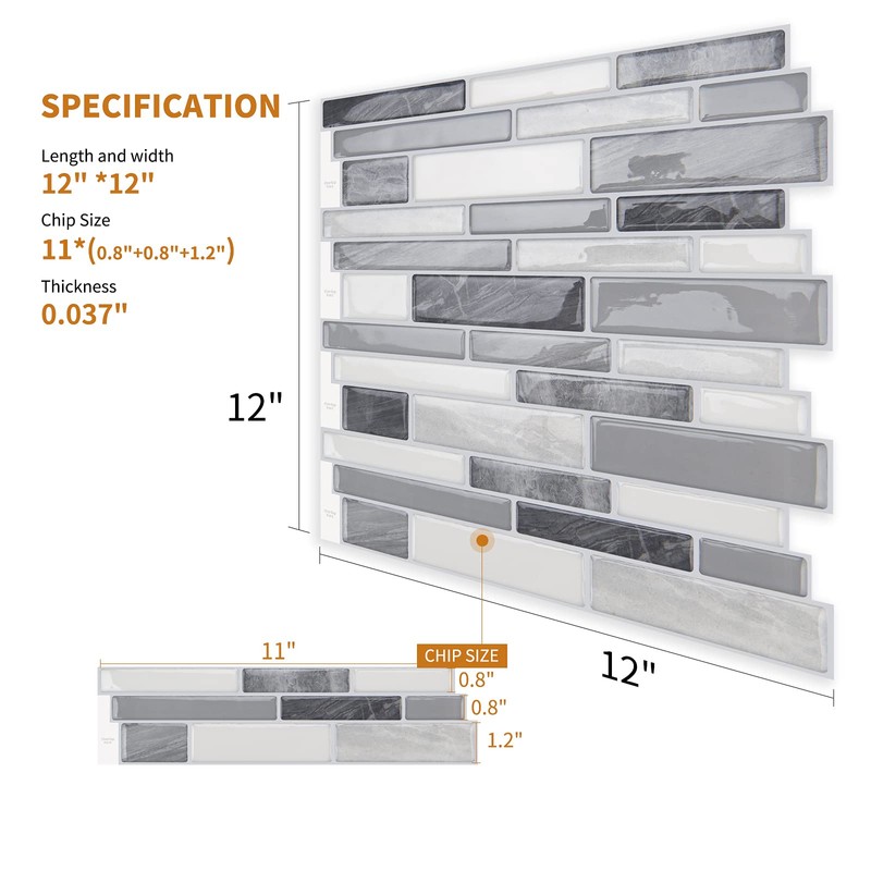 WOWSTAR 10-Sheet Peel and Stick Backsplash Tile for Kitchen Wall,