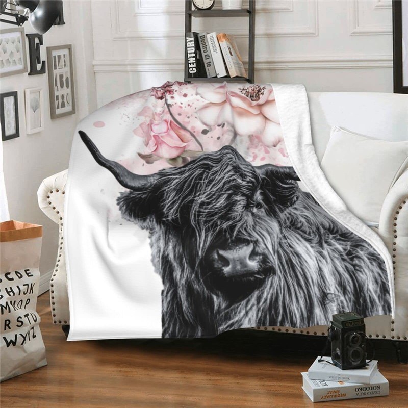 Highland Cattle Scottish Cow Soft Throw Blanket All Season Microplush