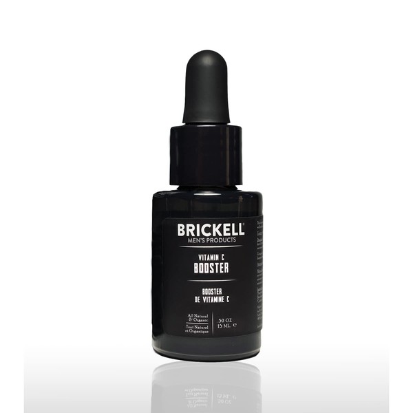 Brickell Men's Vitamin C Face Serum Booster, Natural and Organic Face Booster to Increase Collagen, Fight Wrinkles and Promote Anti-Ageing