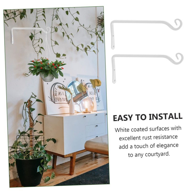IWOWHERO 2Pcs Wrought Iron Wall Bracket Hooks for Hanging Plants
