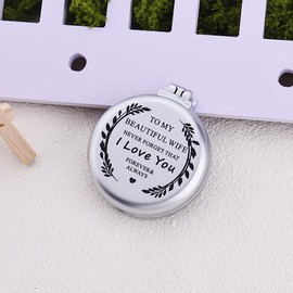 Ancnoz I Love You Gifts for Wife Folding Compact Pocket Makeup Mirror Hair Brush for Her Wifey Birthday for Wife Romantic Anniversary Wedding Gift from Husband