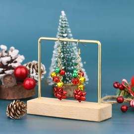 Christmas Earrings for Women Dangling, Christmas Bow Earrings as Christmas Jewelry for Girls, Christmas Dangle Earrings with Bells as Holiday Earrings Xmas Earrings for Ugly Sweater Party
