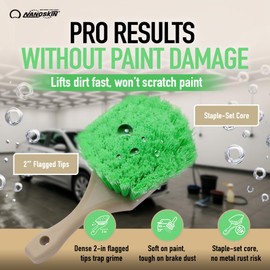 Nanoskin Professional 20-Inch Angled Tire & Wheel Cleaning Brush - Durable Green Polystyrene Bristles for Effective Auto Detailing, Gentle Car Wash Tool | Long-Handled Scrub Brush for Trucks and RVs