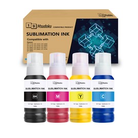Msudoku Sublimation Ink Auto Refilled Bottles 502 522 Use for Eco-Tank ET-2760 ET-2720 ET-2803 ET-2850 ET-3760 ET-4850 ET-4760 ET-15000 WF-3620 Stylus C88 Printer Heat Press Transfer on T-Shirts Mugs