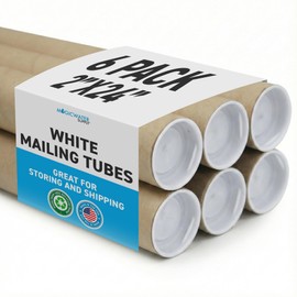 MagicWater Supply Mailing Tube - 1.5 in x 24 in - Kraft - 6 Pack - for Shipping and Storage of Posters, Arts, Crafts, and Documents
