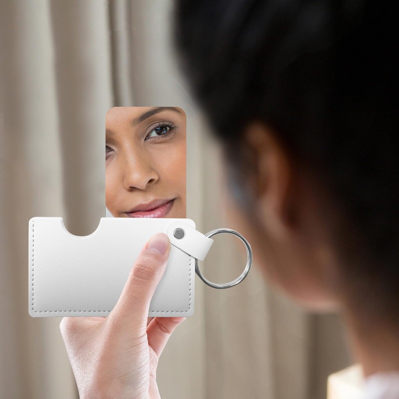 Huakaile Rotating Stainless Steel Credit Card Mirror with PU Leather