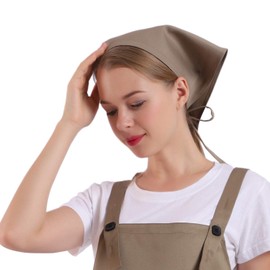 BIGHAS Women's Men's Triangular Width for Adults, Simple, Wrinkle Resistant, Plain, Unisex, Cafe with Apron, 14 Colors Available (Khaki)