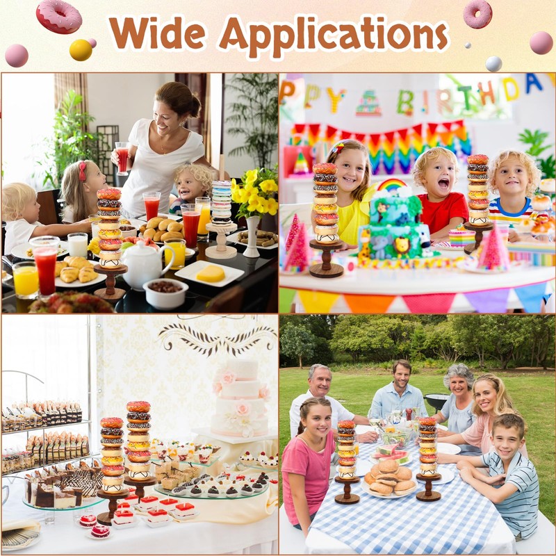 Zhehao 4 Pcs Farmhouse Donut Stand Donut Holder Display Stacker