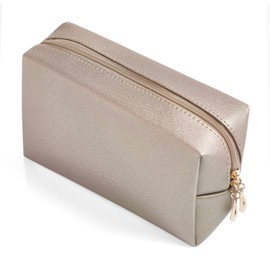 Sohynca PU Leather Cosmetic Bag for Women Minimalism Makeup Bag for Daily Use Portable Storage Purse Small Neat Cosmetic Pouch Water-resistant Toiletry Bag for Travel (Coffee)