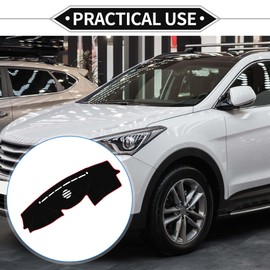 VekAuto Dash Cover Compatible for Hyundai VeraCruz 2007-2012 with Audio, Non-Slip Dash Cover Mat Polyester Black, Red Front Dash Cover Mat