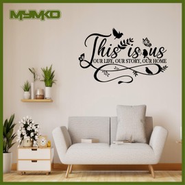 MYMKO This is Us Our Life Our Story Our Home Size 13x21'', Birds UV DTF Wall Car Mirror Decal, Peel and Stick Wall Art Decal for Living Room Bedroom Kitchen TV Wall, Wall Stickers Decor