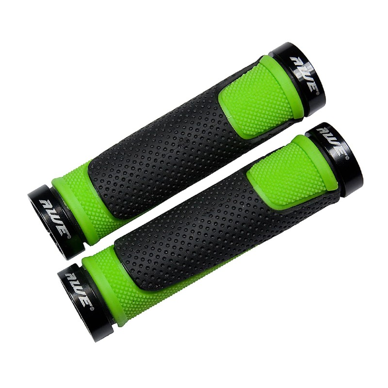 AWE® AWEGrip™ Alloy BMX MTB Bicycle Handlebar Locking Grips (Black/Green)