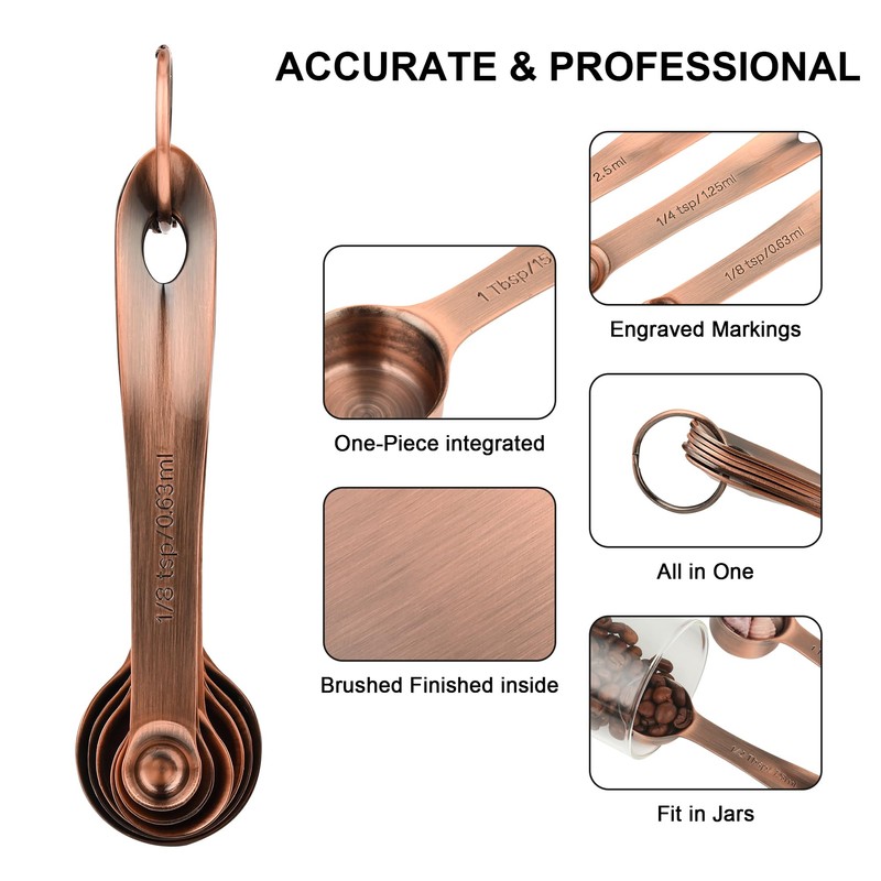 Viwehots Measuring Cups and Spoons Set, Copper Measuring Cups and