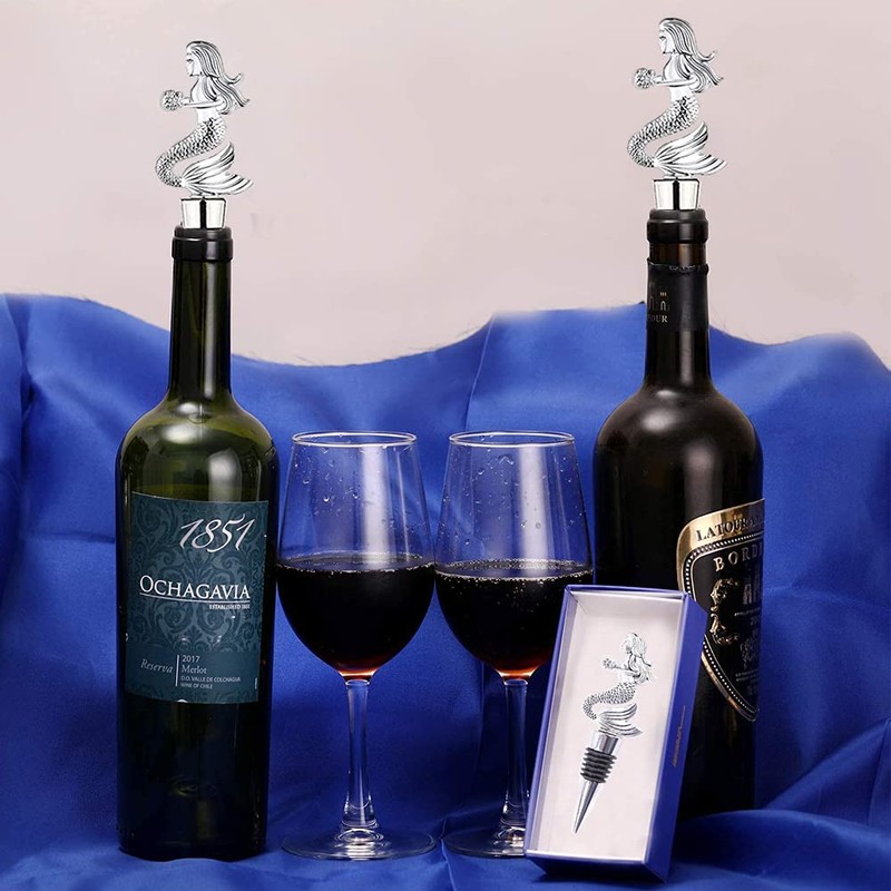 Wine Bottle Stopper, SCRTB Mermaid Wine Stopper Wine Accessories, 2