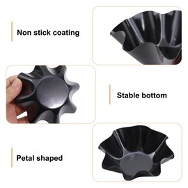 MiOYOOW Petal Shaped Baking Bowl, Carbon Steel Baking Bowl, 4 Pieces Petal Baking Bowl, Tortilla Bowl Maker with Non-Stick Coating for Kitchen Cooking