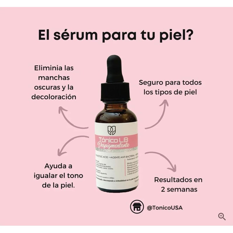 Generic Tonico Despigmentante LB *Elimina pecas, barros, paños, melasma*