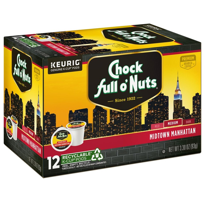 Chock Full o'Nuts Midtown Manhattan Coffee, Compatible with K-Cup Pods,
