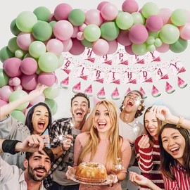 BXGH Watermelon birthday party supplies, watermelon themed birthday decorations, suitable for girls' birthday parties, watermelon party decorations, baby showers, etc