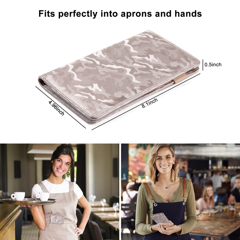 EcoVision Server Books for Waitress,Leather Waiter Book with Zipper Pocket,