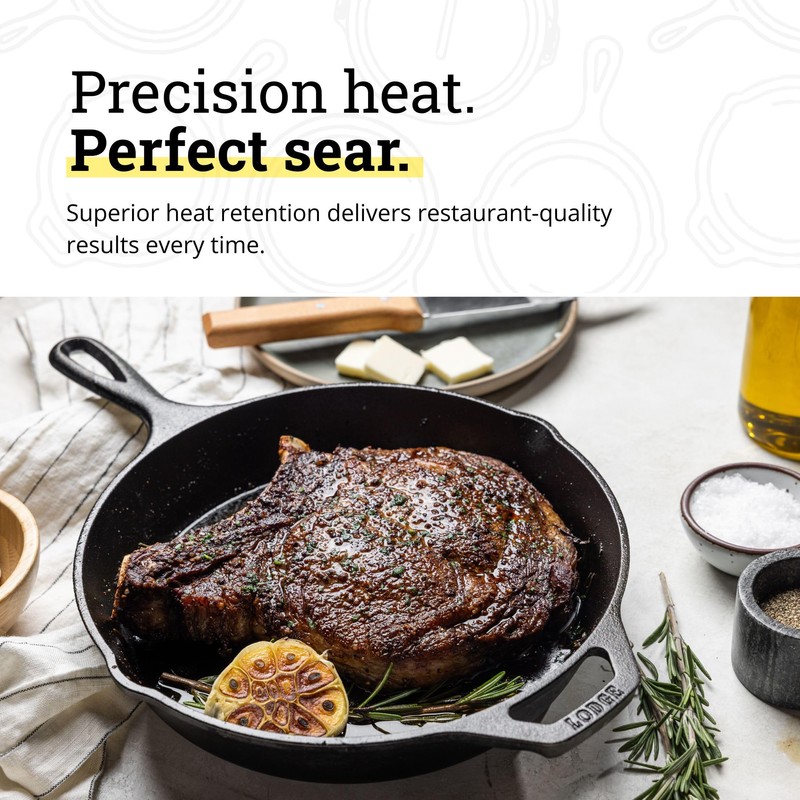 Lodge Seasoned Cast Iron Skillet 10.25 Inches - PFAS-Free, Non-Toxic