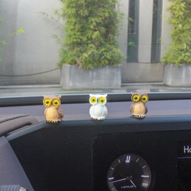 Refintural Cute Car Accessories - 6 Pcs Resin Mini Owls for Car Decor, Dashboard Decorations, and Desk Decorations - Cute Car Ornament Gifts and Interior Decors