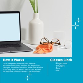 E-Cloth Glasses Cloth, Premium Microfiber Cleaning Cloth, Ideal Eyeglass and Lens Cleaner, Washable and Reusable, 100 Wash Guarantee, 1 Pack