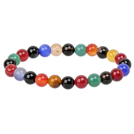 Eledoro Genuine Gemstone Beads, Chakra Bracelet, PowerBead, Stretch Bead Bracelet, 8 mm, 17 centimeters, Gemstone, Agate multi-coloured