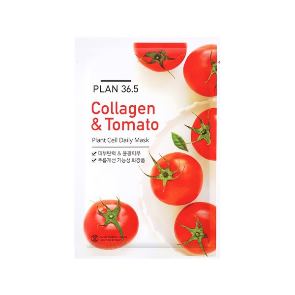Plan 36.5 Collagen & Tomato Plant Cell Daily Facial Mask 23ml - Pack of 10