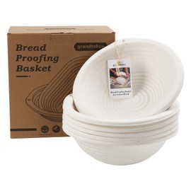 6x 10inch Round Pulp Sourdough Banneton Bread Proofing Basket Brotform Baking Supply with 30pcs Disposable Non-Woven Liners and Storage Bag for Professional and Homemade Bread