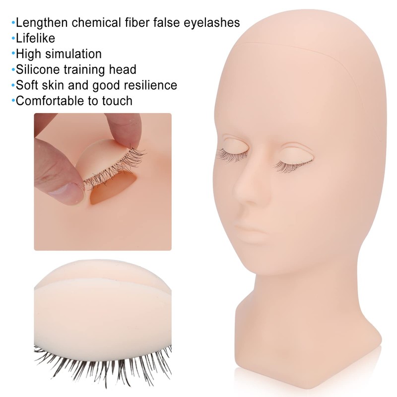 Eyelash Extension Mannequin Head with 3 Pairs Removable Eyelids,Eyelash Mannequin