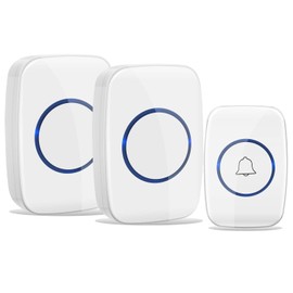 Wireless doorbell, waterproof doorbell kit, working range of 500 feet, volume adjustable, 50 chimes (1to2white)