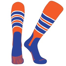PEAR SOX OTC Baseball Softball Stirrup Socks (C, 7in) Orange, White, Royal, Royal (S)