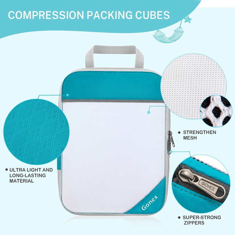 Compression Packing Cubes, Gonex Extensible Storage Mesh Bags Organizers, D:
