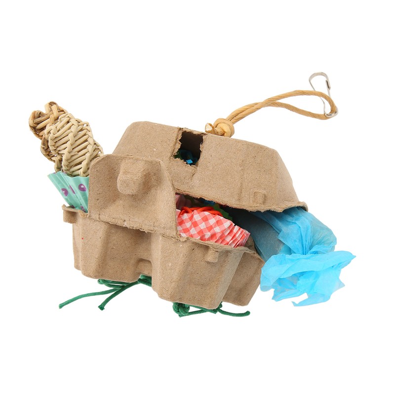 Bird Foraging Box Toys Fun Colorful Shredding Paper Sola Wood