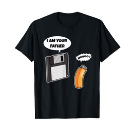 Funny Father Floppy Disk and Son USB Flash Drive Nerdy Gift T-Shirt