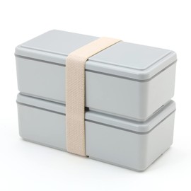Miyoshi Seisakujyo GEL-COOL Square Ice Pack Integrated Square Lunch Box W 2 Tiers Light Gray 7.0 x 3.4 x 4.7 inches (17.8 x 8.7 x 12 cm), 33.8 fl oz (1,000 ml), Includes Dividers, For Women, Kids