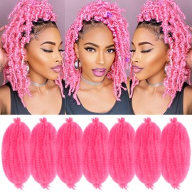 GOWIT Pink Marley Hair Pre Separated Spring Twist Hair, 12 Inch, PINK, Synthetic, Braiding Hair Extensions